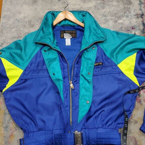 Vintage Descente Ski Suit In Retro Blue And Green - Picture 13 of 16